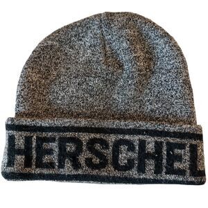 Herschel Supply Elmer Logo Knit Beanie Hat Cap Winter Heather Gray OS